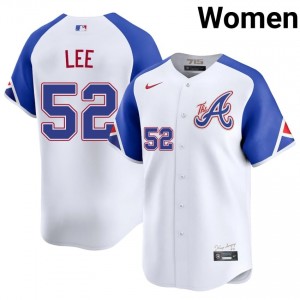 ATL Braves Dylan Lee White City Connect #52 Women Replica Jerseys 124363-474