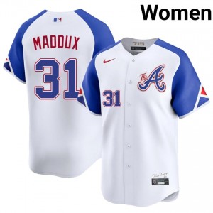 Braves Country Greg Maddux White City Connect #31 Womens 2026 Jerseys 619510-808