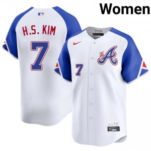 ATL Braves Ha-Seong Kim White City Connect #7 Women Limited Jerseys 537426-681