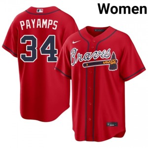 ATL Braves Joel Payamps Red #34 Womens Game Jersey 791399-884