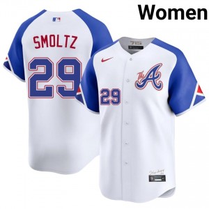 Atlanta Braves John Smoltz White City Connect #29 Womens Official Jerseys 257153-570