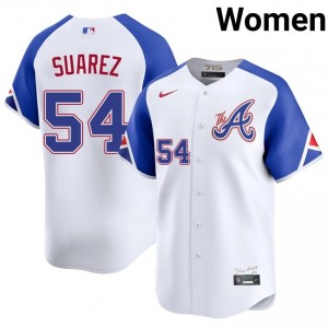 ATL Braves Jose Suarez White City Connect #54 Womens New Jerseys 241819-925