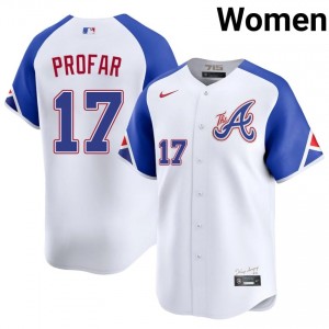 Atlanta Braves Jurickson Profar White City Connect #17 Womens Embroidery Jerseys 729818-751