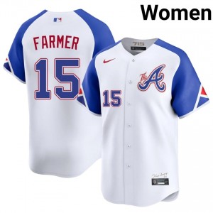 Bravos Kyle Farmer White City Connect #15 Womens Replica Jerseys 665536-861
