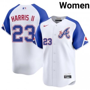 Bravos Michael Harris II White City Connect #23 Womens Stitched Jersey 367394-535