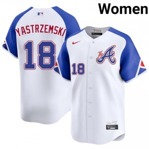 Braves Country Mike Yastrzemski White City Connect #18 Women's Popular Jersey 311332-984