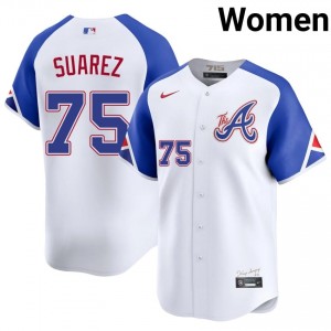 ATL Braves Robert Suarez White City Connect #75 Women's Stitched Jerseys 888328-887