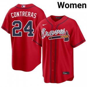 Bravos William Contreras Red #24 Women's New Jerseys 185914-463