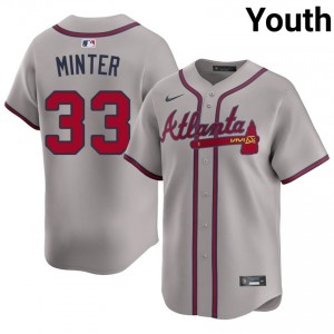 Atlanta Braves A.J. Minter Gray #33 Youth Embroidery Jersey 518332-485