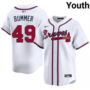 Atlanta Bravos Aaron Bummer White #49 Youth Replica Jersey 438813-944