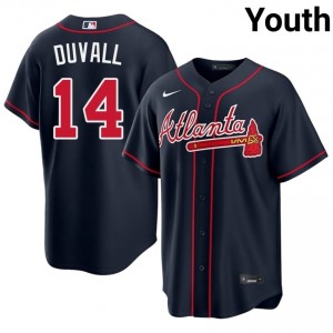 Atlanta Bravos Adam Duvall Navy #14 Youth Player Jersey 575078-760