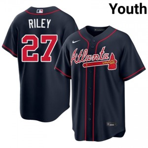 ATL Braves Austin Riley Navy #27 Youth Official Jerseys 449510-636