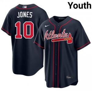 Braves Country Chipper Jones Navy #10 Youth MLB Jerseys 916660-672