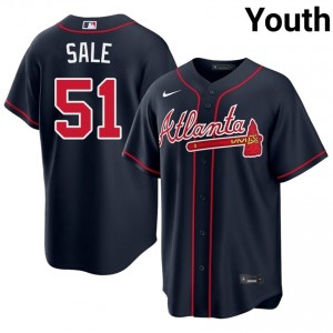 Atlanta Braves Chris Sale Navy #51 Youth Game Jerseys 303954-974