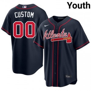 ATL Braves Custom Navy #00 Youth MLB Jerseys 501687-168