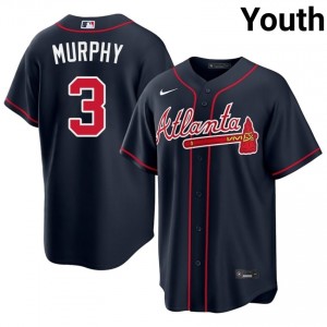 Bravos Dale Murphy Navy #3 Youth Authentic Jersey 700557-548