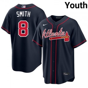 Atlanta Braves Dominic Smith Navy #8 Youth Official Jerseys 672981-917
