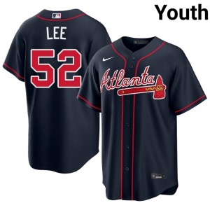 ATL Braves Dylan Lee Navy #52 Youth Embroidery Jersey 705323-748