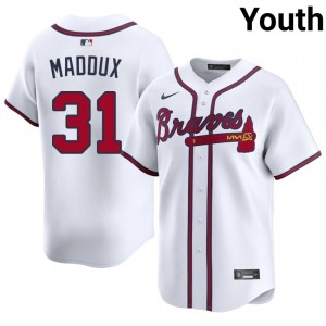 ATL Braves Greg Maddux White #31 Youth Replica Jersey 518306-338