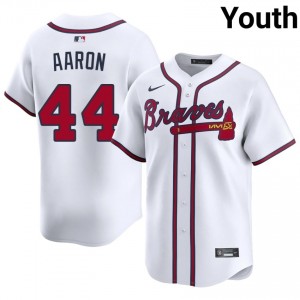 Atlanta Bravos Hank Aaron White #44 Youth Replica Jersey 670961-705