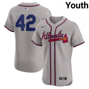 Braves Jackie Robinson Day Gray #42 Youth Embroidery Jersey 711582-881