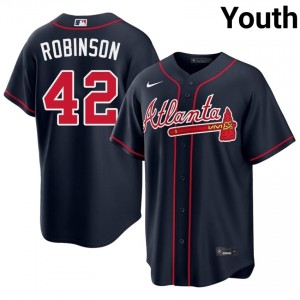 Bravos Jackie Robinson Navy #42 Youth Popular Jerseys 526482-854