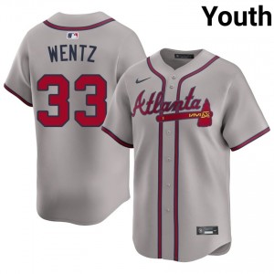 Braves Country Joey Wentz Gray #33 Youth 2026-27 Jersey 662417-837