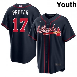 Atlanta Bravos Jurickson Profar Navy #17 Youth Replica Jerseys 294632-383