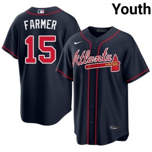 Braves Kyle Farmer Navy #15 Youth Embroidery Jersey 313149-116