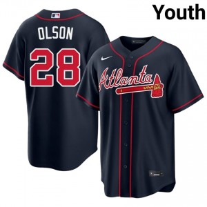 ATL Matt Olson Navy #28 Youth Player Jersey 334961-749