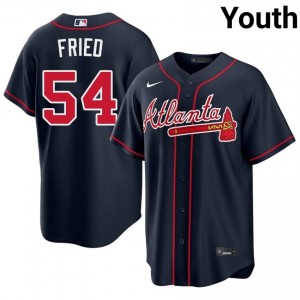 Atlanta Braves Max Fried Navy #54 Youth Authentic Jersey 586172-331