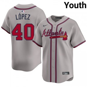 ATL Reynaldo Lopez Gray #40 Youth New Jerseys 906330-239
