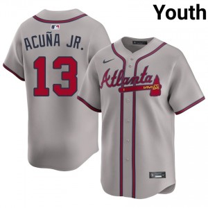 Atlanta Braves Ronald Acuna Jr. Gray #13 Youth Embroidery Jerseys 150986-658