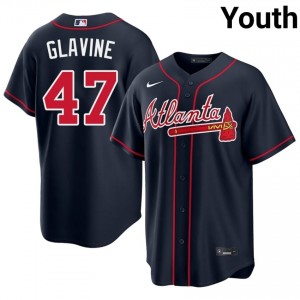 ATL Braves Tom Glavine Navy #47 Youth Player Jerseys 475079-780