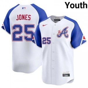 ATL Braves Andruw Jones White City Connect #25 Youth Player Jersey 798265-220