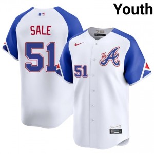Braves Chris Sale White City Connect #51 Youth Popular Jerseys 793312-557