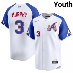 ATL Bravos Dale Murphy White City Connect #3 Youth Embroidery Jersey 194981-849