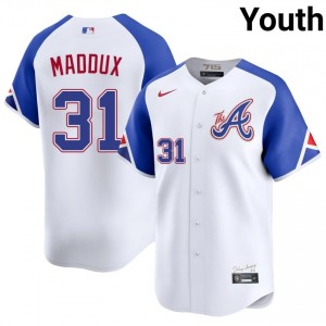 ATL Bravos Greg Maddux White City Connect #31 Youth Authentic Jersey 924809-574