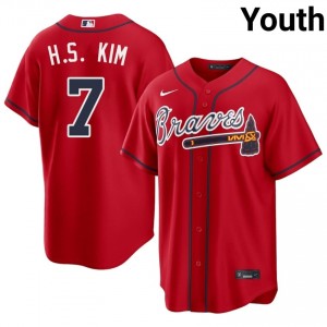 Braves Country Ha-Seong Kim Red #7 Youth Player Jerseys 845832-787
