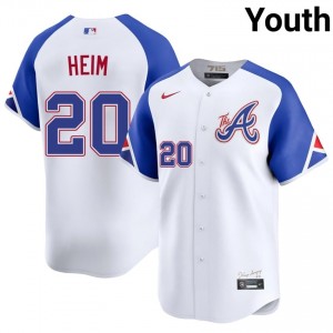Bravos Jonah Heim White City Connect #20 Youth Game Jerseys 199764-803