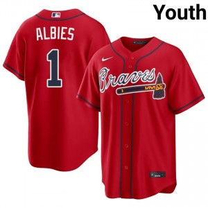 ATL Ozzie Albies Red #1 Youth MLB Jerseys 723952-939