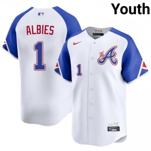 Atlanta Braves Ozzie Albies White City Connect #1 Youth Embroidery Jerseys 818810-448