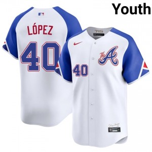 ATL Bravos Reynaldo Lopez White City Connect #40 Youth Game Jerseys 197384-273