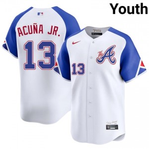 ATL Bravos Ronald Acuna Jr. White City Connect #13 Youth Limited Jerseys 392528-519