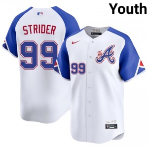Atlanta Braves Spencer Strider White City Connect #99 Youth Stitched Jerseys 162856-659